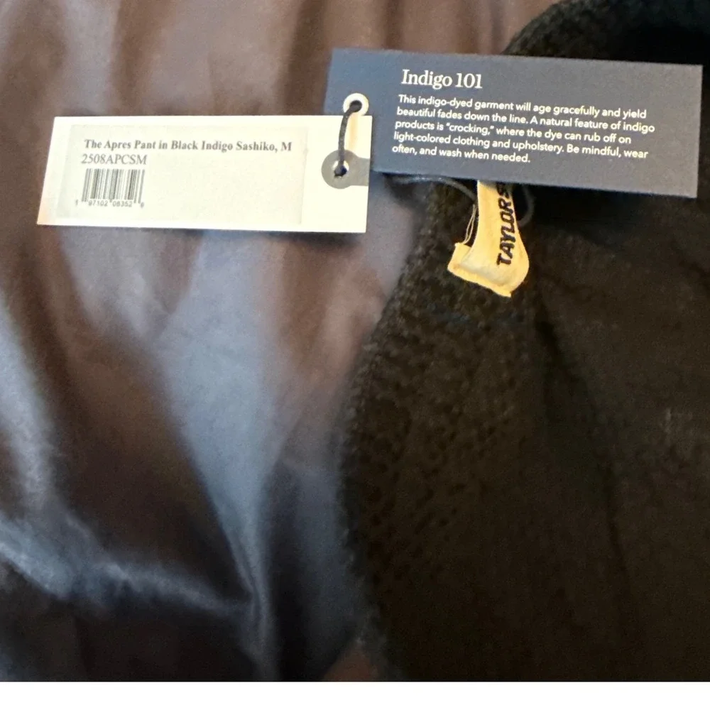 Taylor Stitch The Apres Pant Black Indigo Sashiko Men Jogger Medium NWT - Picture 4 of 6